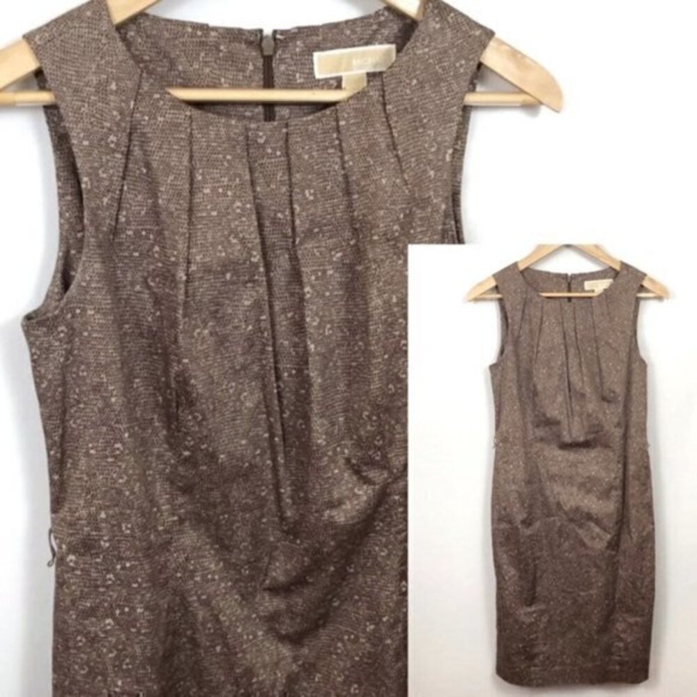 Michael Kors Pleated Snake Print Sheath Dress